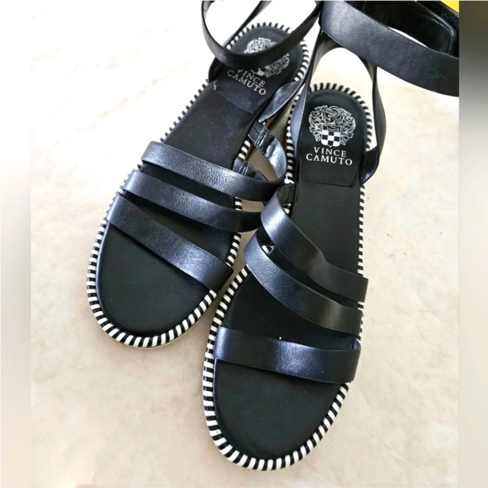 Vince Camuto Moirina Black Strap Wedge Sandals - Picture 2 of 6